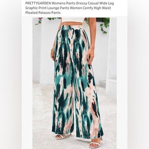 Stylish Women's Wide Leg Pants - Blue and Black